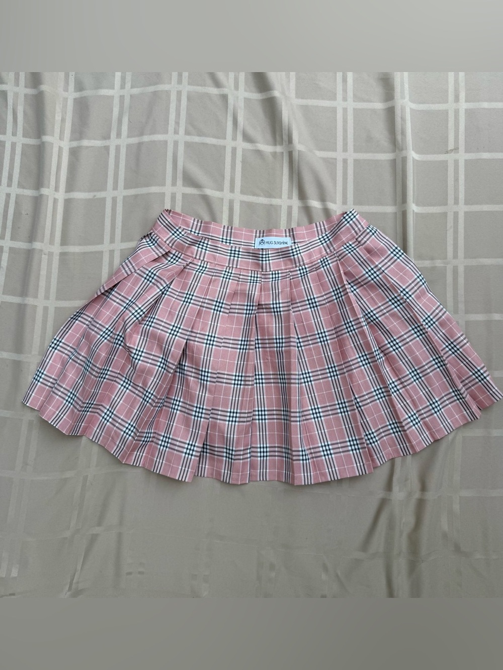 Plaid Pleated Mini Skirt - Pink